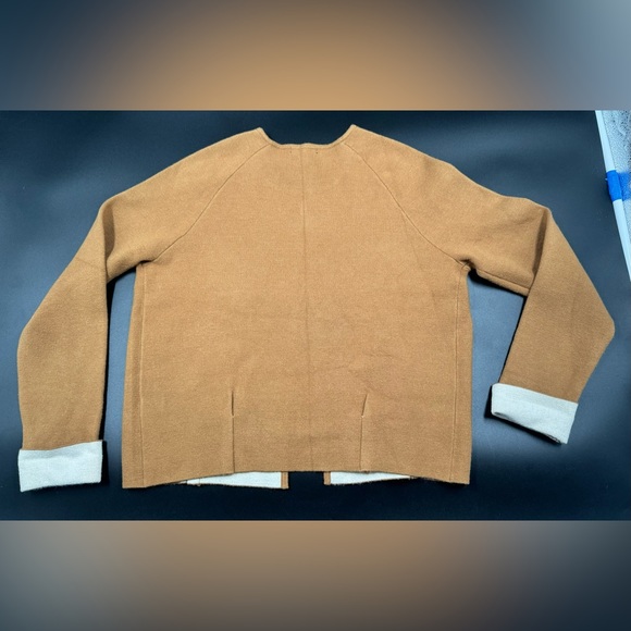 Premise Women’s Open Front Cardigan Mustard Brown Size Small Rolled Sleeve - Picture 5 of 10